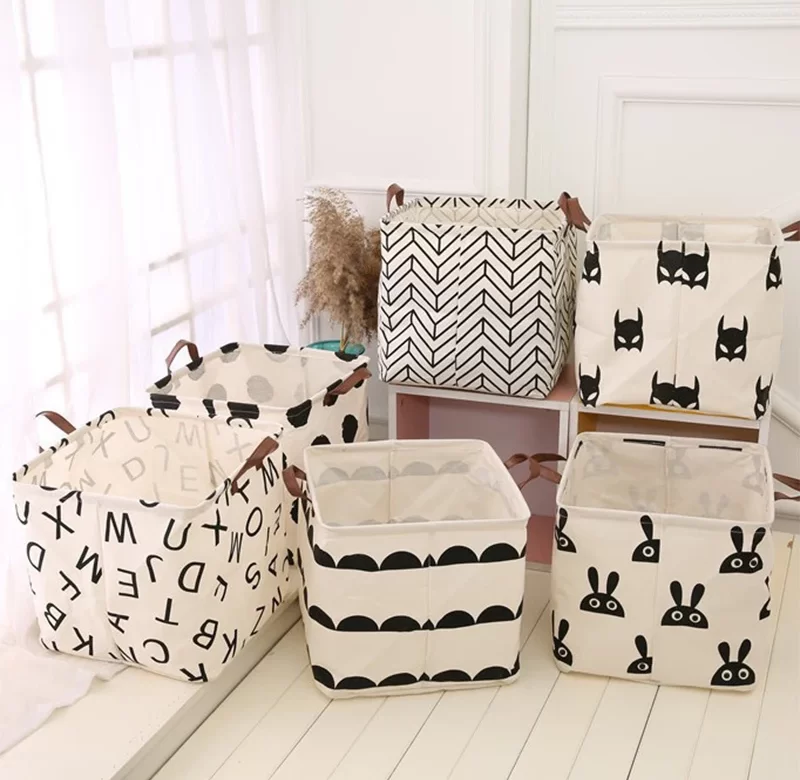 Skládací úložný koš s uchem 32×32×32 cm | prádelní koš, úložný koš