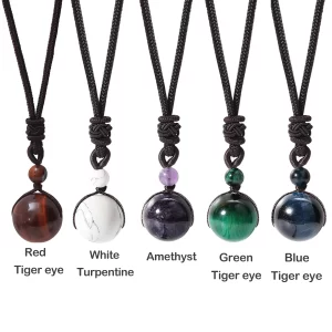 Amulet z tygřího oka a ametystu | pánský náhrdelník, přívěsek