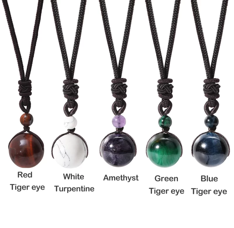 Amulet z tygřího oka a ametystu | pánský náhrdelník, přívěsek