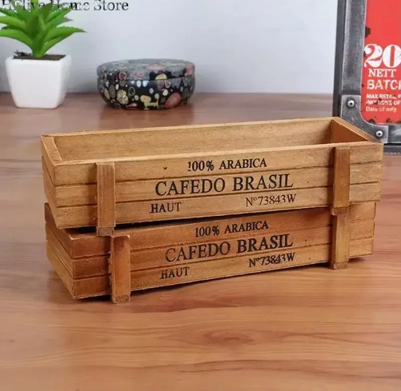 Vintage dřevěný květinový truhlík retro styl | dřevěný truhlík, květinový box