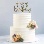 Happy birthday zlatý nápis na dort | narozeninová dekorace, dortová ozdoba