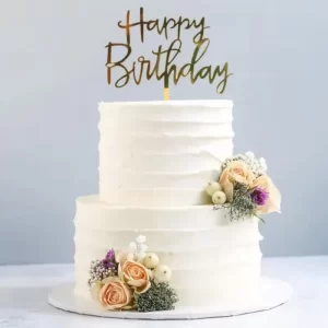 Happy birthday zlatý nápis na dort | narozeninová dekorace, dortová ozdoba