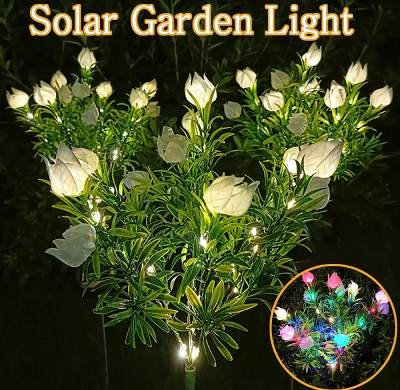 Solární zahradní světla 42LED s květinami | Solární lampa | Zahradní dekorace | Svítící květiny