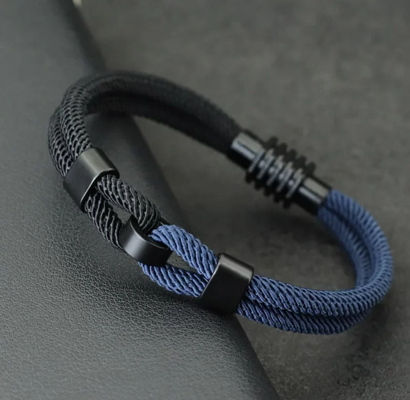 Dvoubarevný pletený náramek s magnetem | pánský náramek, náramek na ruku