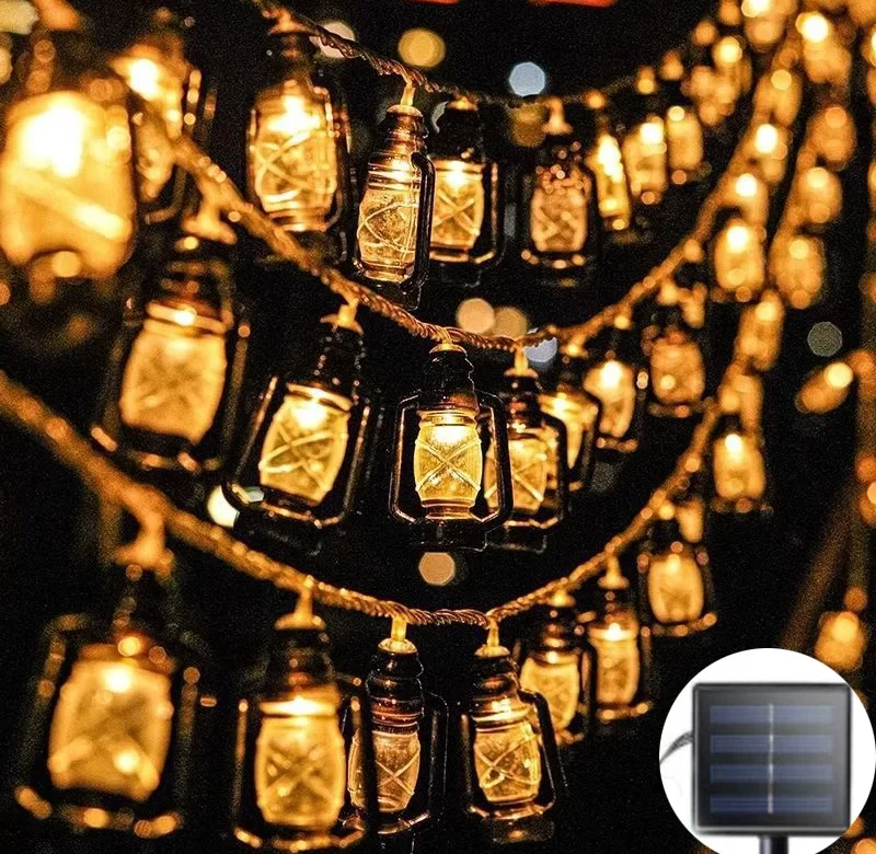 LED solární lampa petrolejová | Retro osvětlení, zahradní lampa
