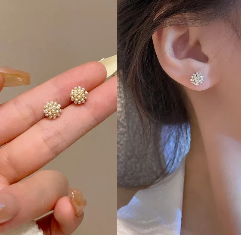 Perlové květinové náušnice pro ženy | šperky 2 ks