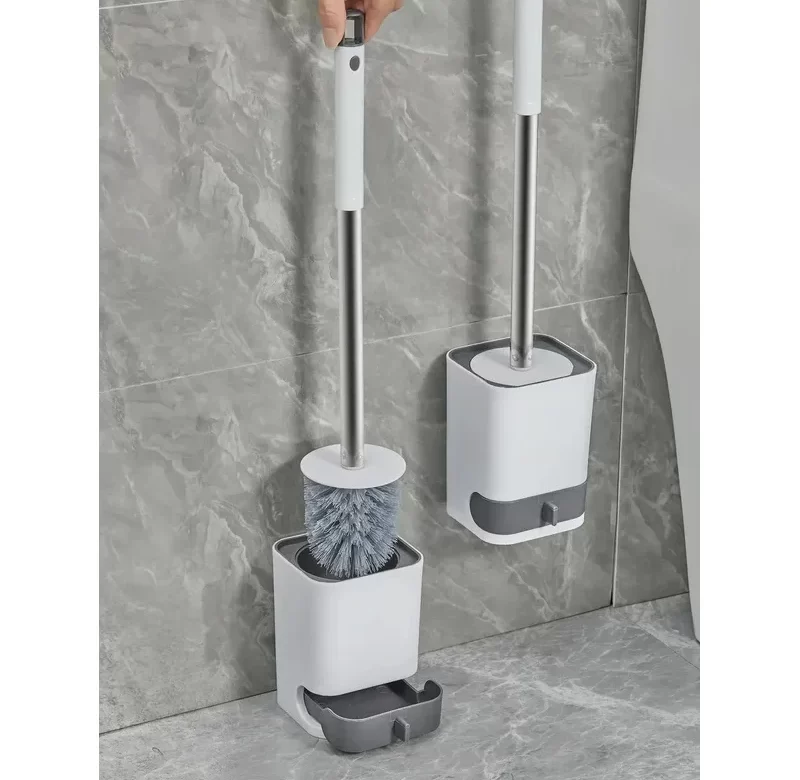 Bezděrový nástěnný wc kartáč s odtokovou základnou | wc kartáč, koupelnový doplněk