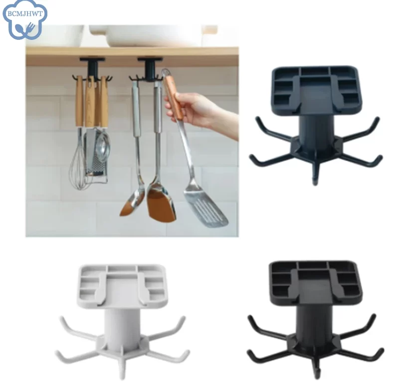 Rotující kuchyňský věšák bez vrtání | háček, organizér