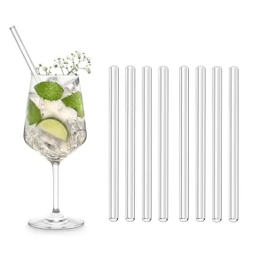 8 ks Skleněná brčka na smoothie 15 cm | krátká brčka, ekologická brčka