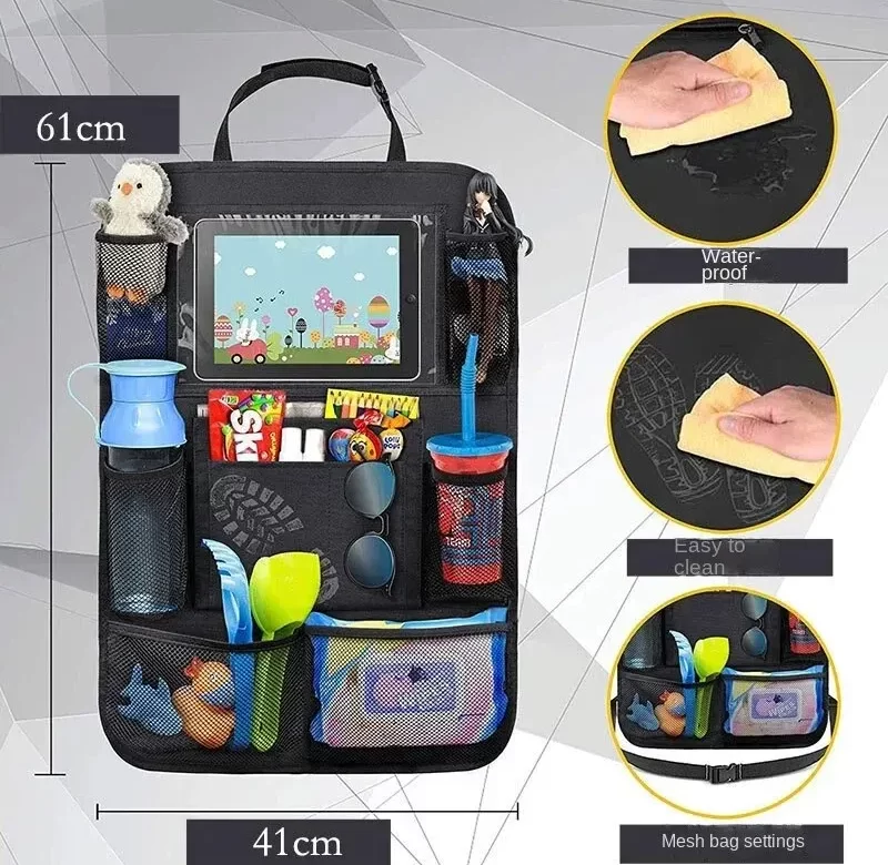 Autosedačkový organizér s držákem tabletu | kapsář, doplněk do auta