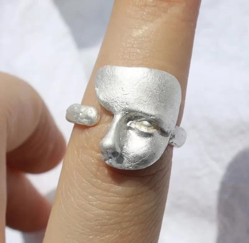 Otevřený gotický prsten maska anděla | šperk