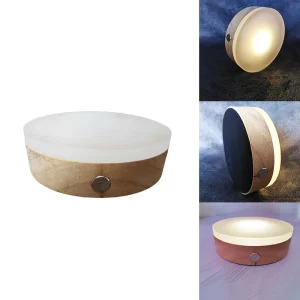 LED nabíjecí lampa s dřevěným stojanem | noční světlo 3 ks
