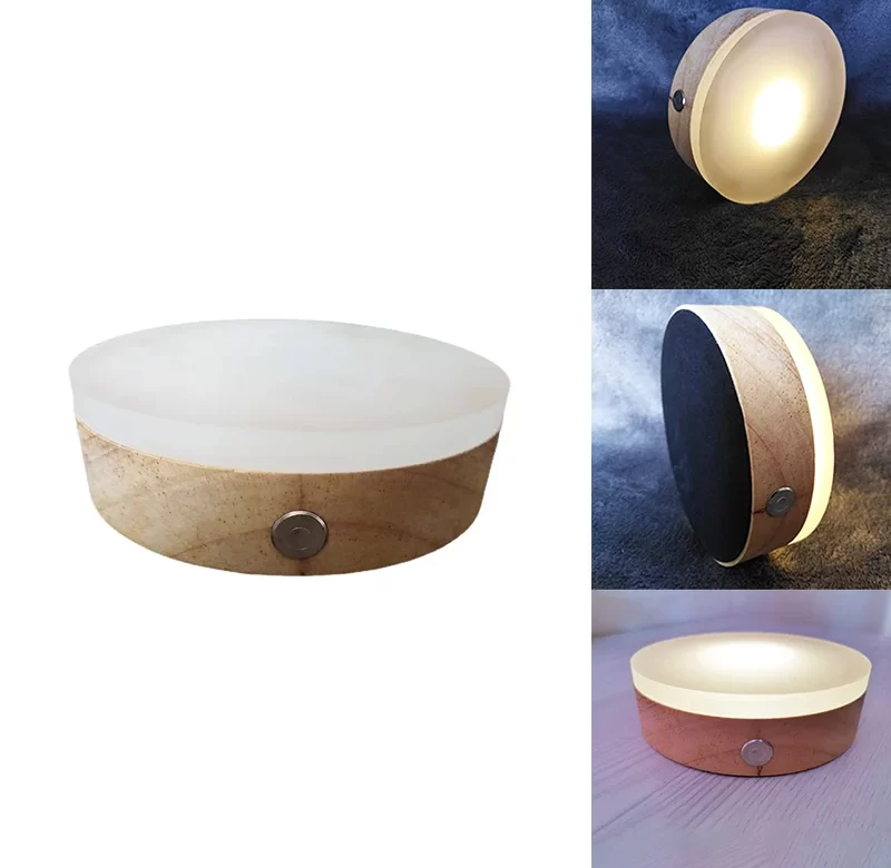 LED nabíjecí lampa s dřevěným stojanem | noční světlo 3 ks