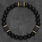 Pánský obsidiánový korálkový náramek retro styl | pánský doplněk