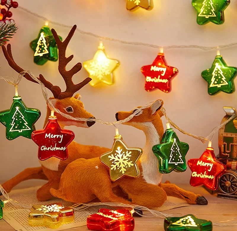 Vánoční kulatý led světelný řetěz na party | dekorace, světelná girlanda