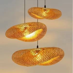 Bambusová lampa | Lustr ratanový závěsný