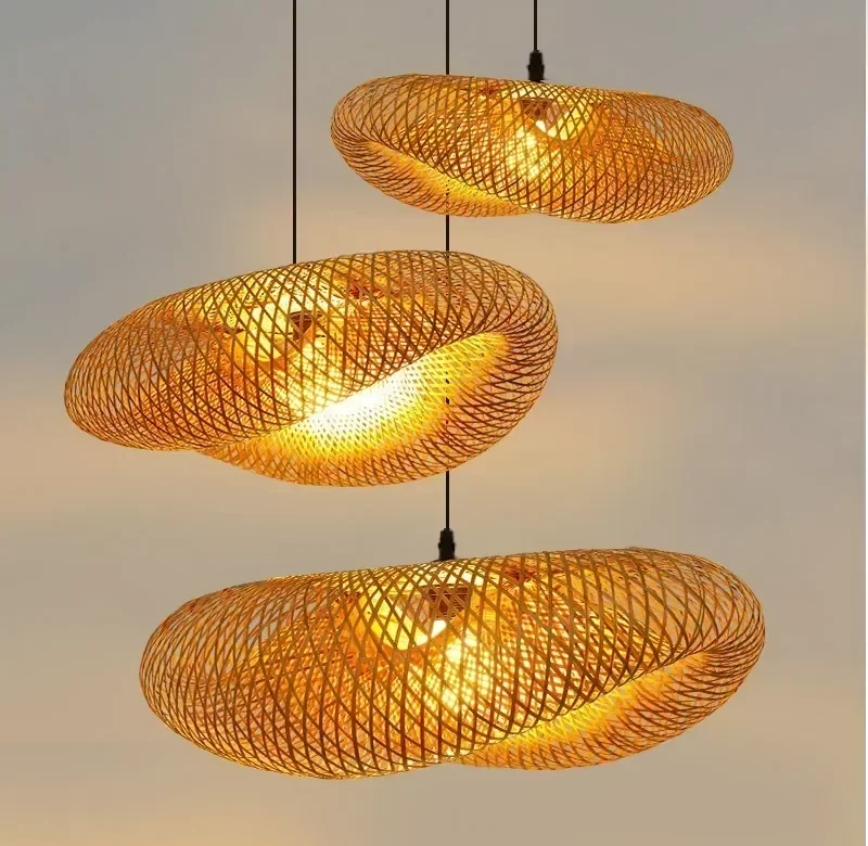 Bambusová lampa | Lustr ratanový závěsný