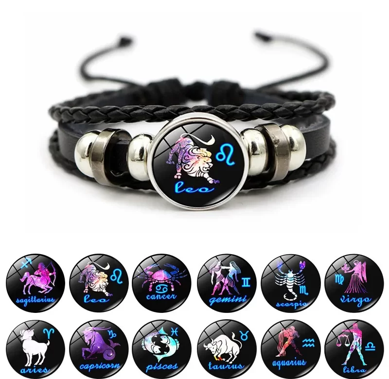 Kožený náramek s motivem znamení zvěrokruhu | náramek, šperk