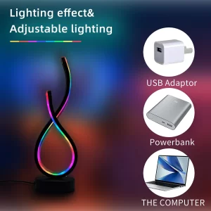 Moderní stolní lampa s barevným USB osvětlením | dekorativní lampa, noční světlo