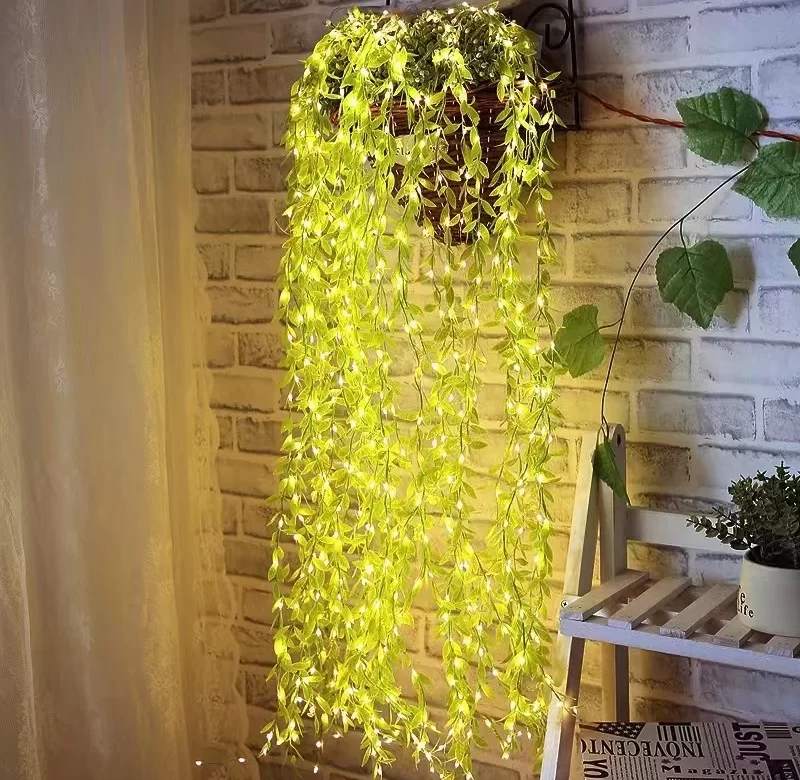 Vánoční dekorativní lampička s listy vrby na baterie | vánoční dekorace, světelný řetěz