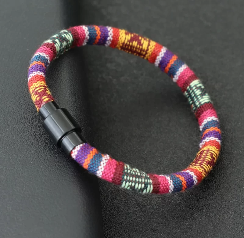 Pánský náramek boho styl magnetická spona lano | náramek pánský