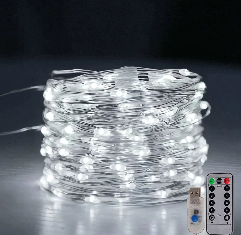 USB vánoční světelný řetěz s ovladačem | osvětlení