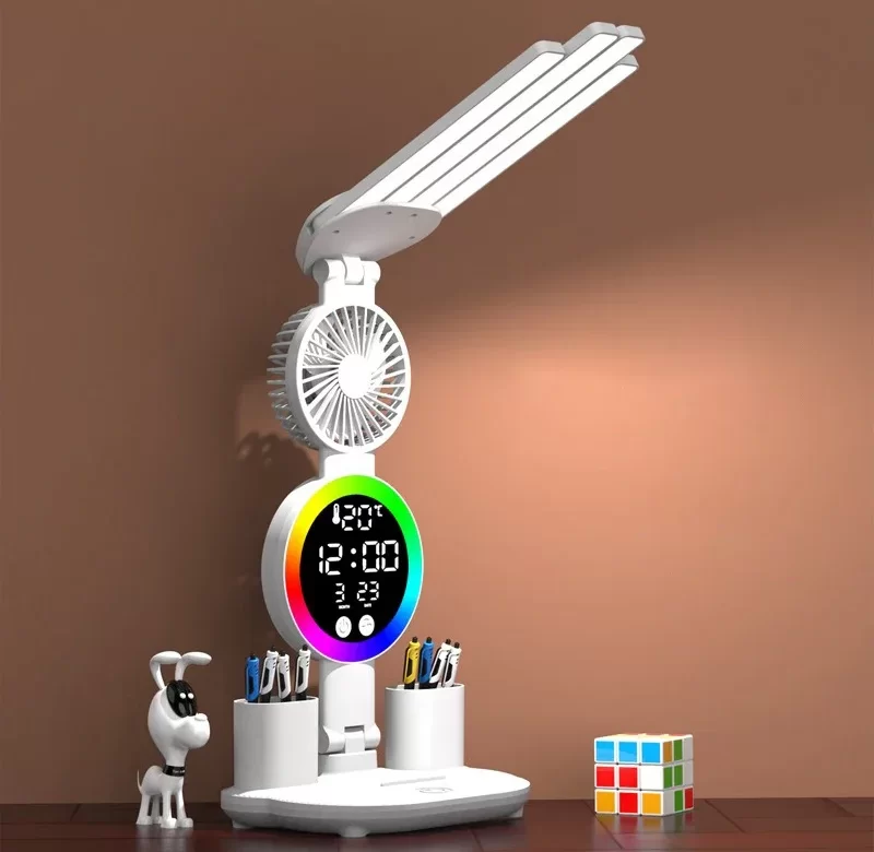 Nabíjecí led stolní lampa s hodinami | čtecí světlo