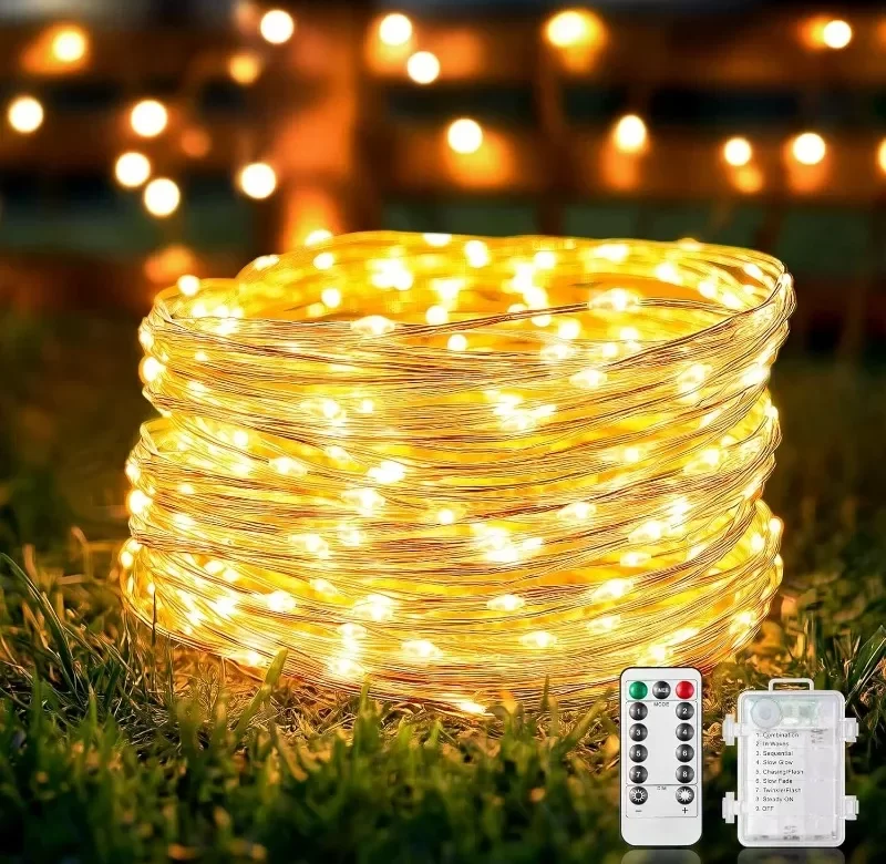 LED světelný řetěz s dálkovým ovládáním na baterie | dekorativní osvětlení 1+1 ks