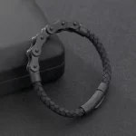 Stylový kožený rockový náramek pro muže | pánský náramek, kožený šperk