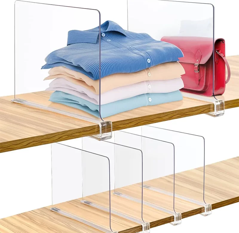 Průhledný rozdělovač polic do skříně | úložný systém, organizér