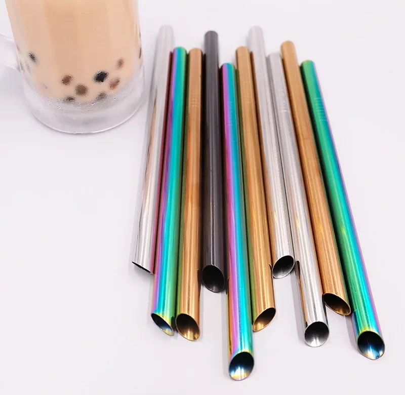 Nerezové široké brčko s kartáčkem | eko brčko, kovové brčko