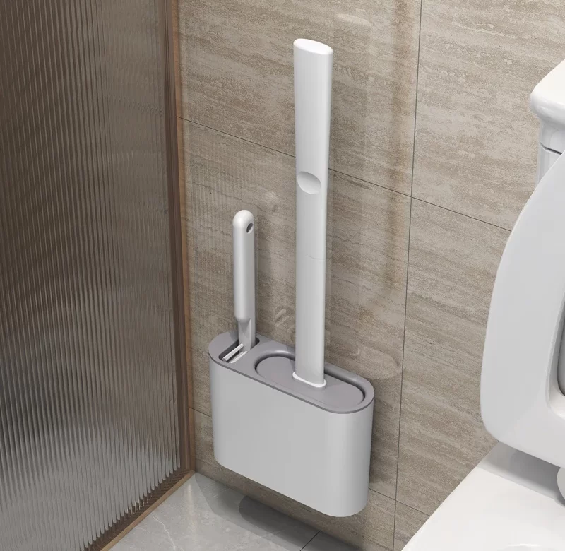 Elegantní silikonový kartáč na wc stěnu | toaletní kartáč, koupelnový doplněk