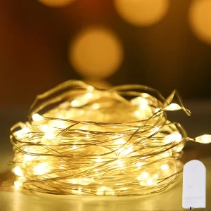 LED měděný světelný řetěz na baterie | dekorace