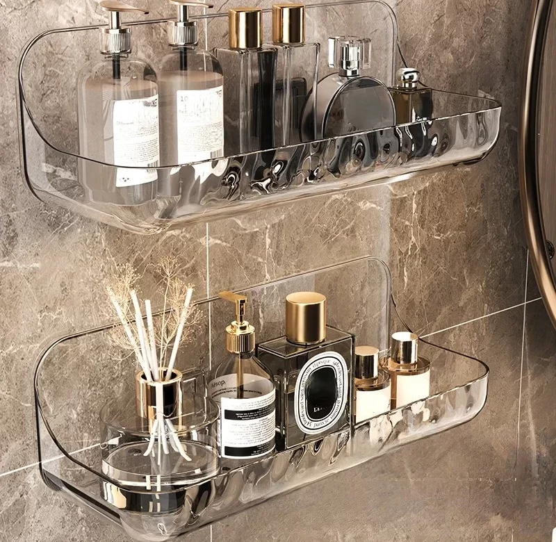 Koupelnová police bez vrtání s držákem | koupelnová police, úložný regál