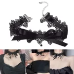 Černý krajkový choker s mašlí | krajkový choker, černý náhrdelník