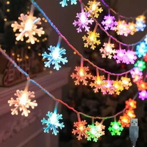 Vánoční led světelný řetěz sněhová vločka | dekorace