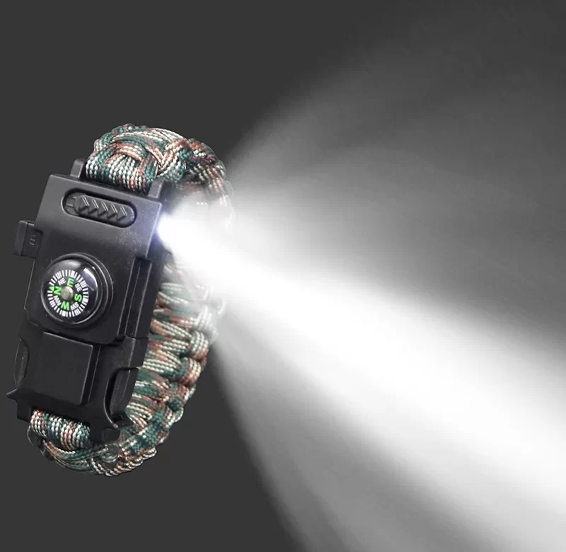 Nouzový svítící náramek s kompasem a píšťalkou | paracord náramek, outdoor náramek