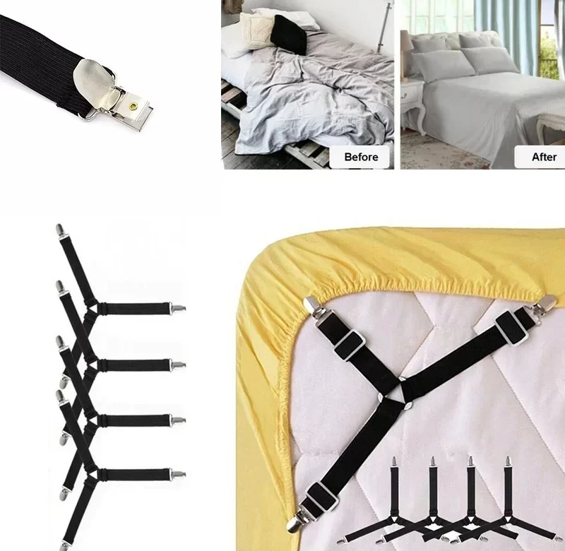 Držáky prostěradel s trojitou fixací | napínáky prostěradel, klipy na postel