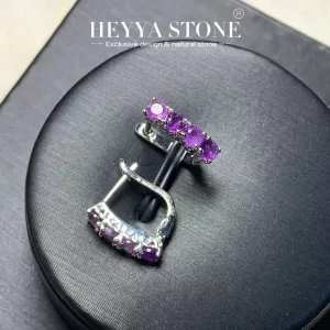 Elegantní náušnice s ametystem | kruhové náušnice, náušnice ametyst