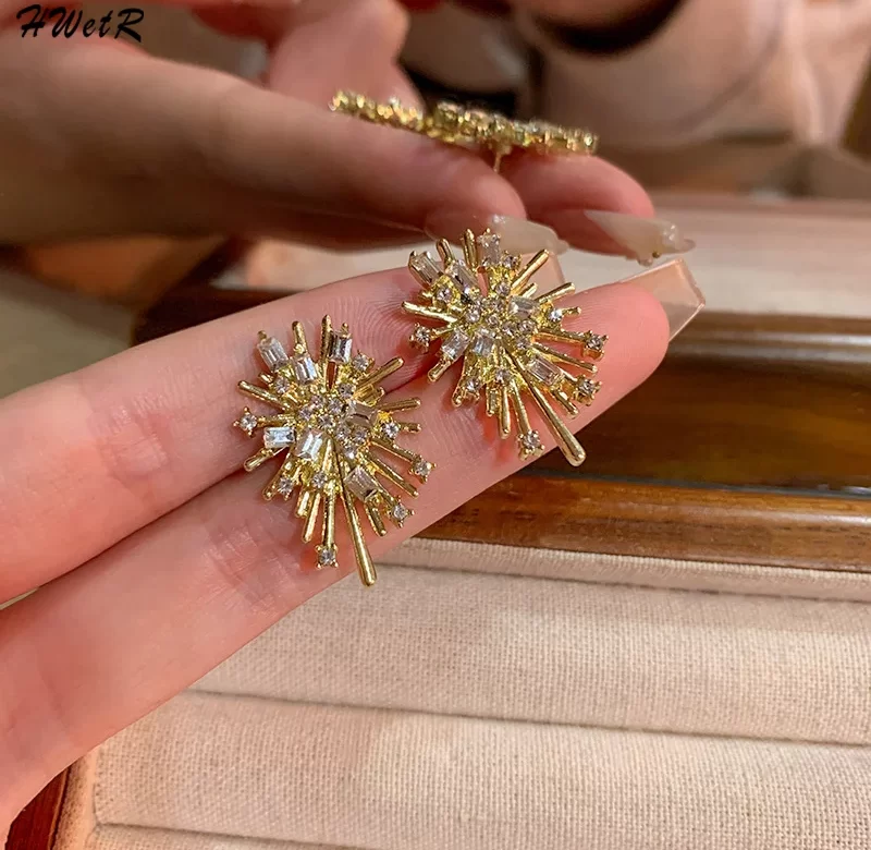 Elegantní květinové zirkonové náušnice | módní šperky 2 ks