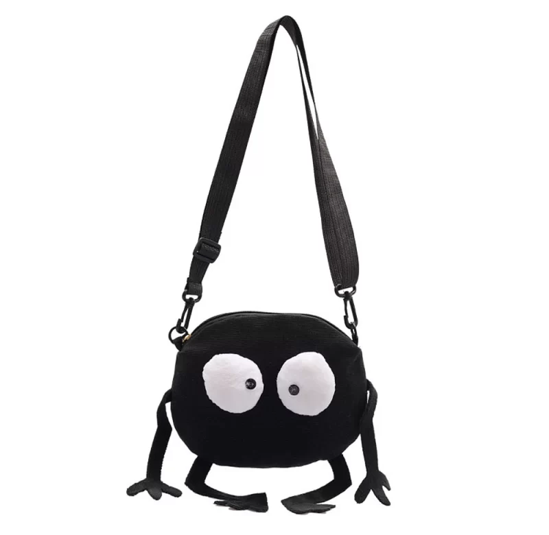 Černá taška s komiksovým monstrem | malá kabelka, plátěná taška