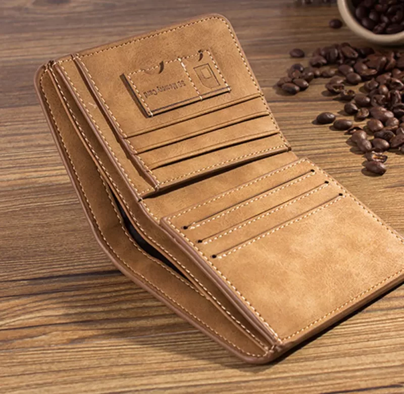 Kožená skládací peněženka pro muže | pánská peněženka, malá peněženka