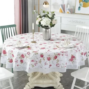 Kulatý voděodolný pvc ubrus květinový styl | kulatý ubrus, plastový ubrus