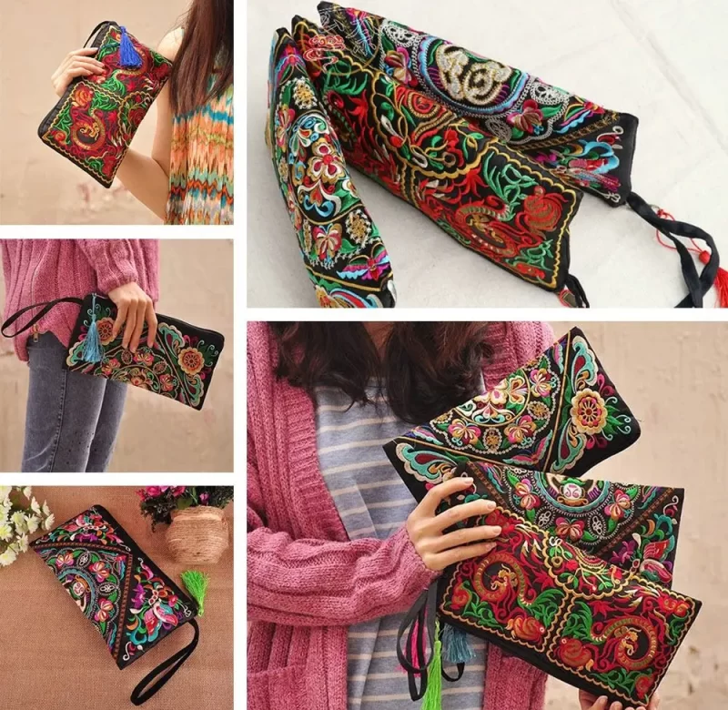 Malá vyšívaná etno kabelka s květinami | kabelka, peněženka