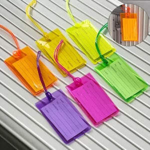 Barevný obal na id kartu, přívěsek průhledný | jmenovka na kufr, štítek na zavazadla