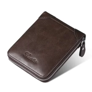 Pánská peněženka s ochranou RFID na zip | pánská peněženka, kožená peněženka