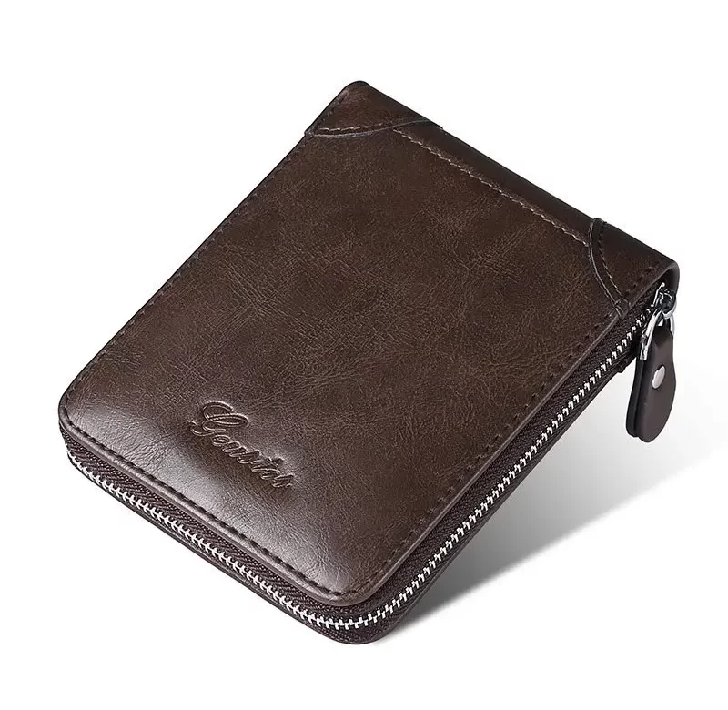 Pánská peněženka s ochranou RFID na zip | pánská peněženka, kožená peněženka