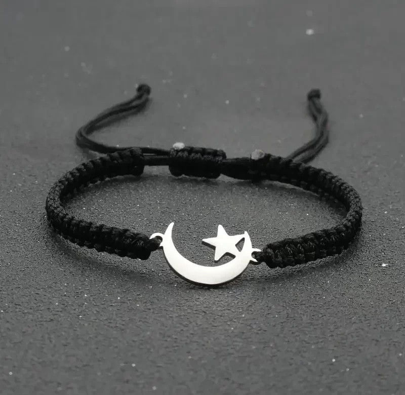 Pletený náramek s hvězdou a měsícem | párový náramek, šperk přátelství