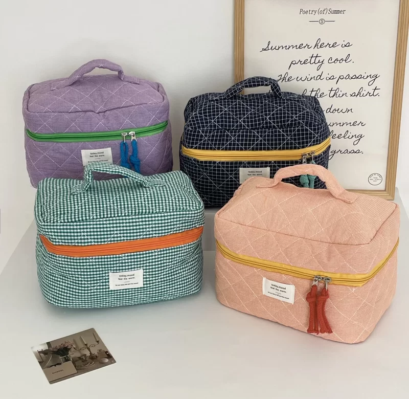 Kostkovaná cestovní kosmetická taštička | kosmetická taštička, cestovní taška