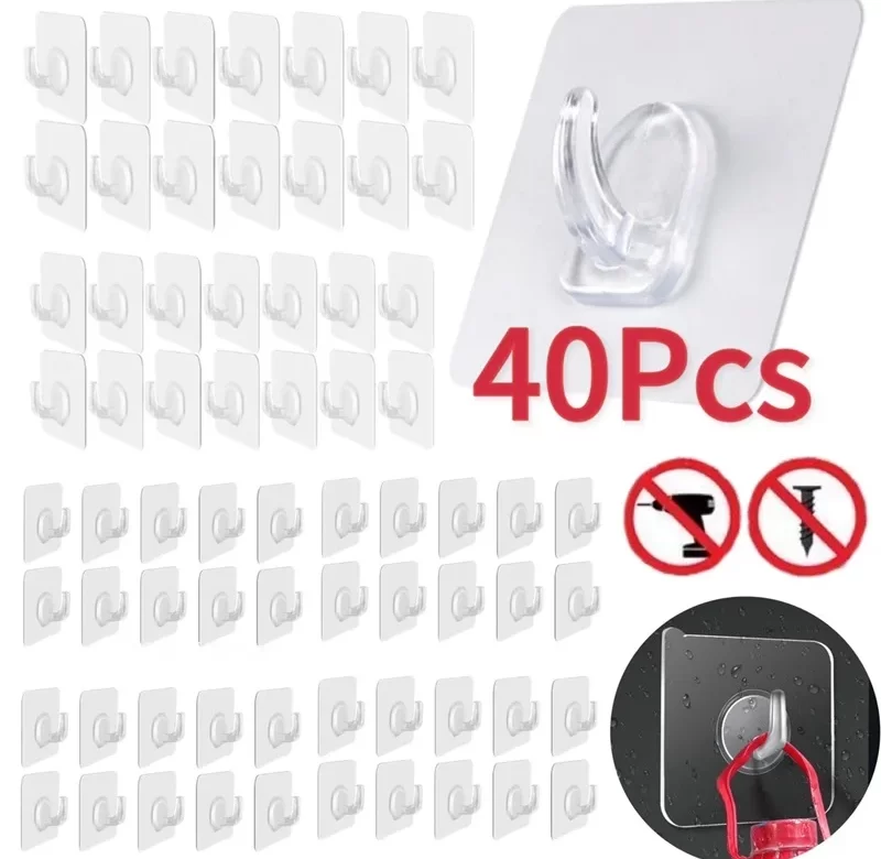 Samolepicí průhledné háčky na zeď | Háček bez vrtání, Závěsný háček